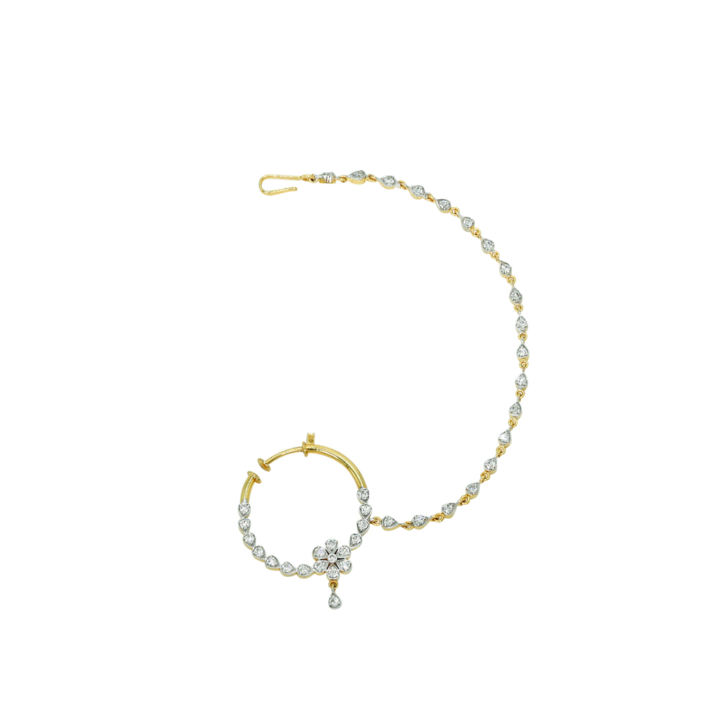 Floral Diamond Nath with Chain and Subtle Elegance